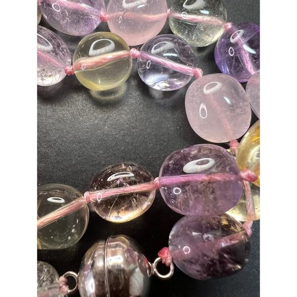 NEW Multi quartz knotted 18 inch necklace with 925 magnetic clasp - Picture 11 of 13